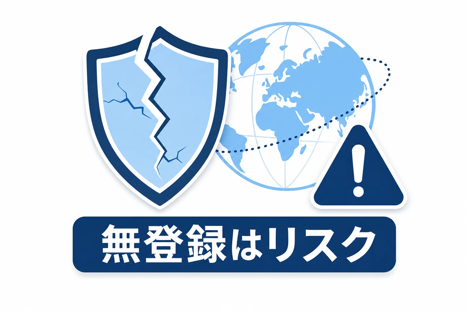 無登録の海外バイナリー業者はトラブル時の保護が限定的であることを示す概念図